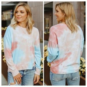 Sundry Multicolor Tie Dye Pullover Sweatshirt in Pink / Blue Size 2 / Medium